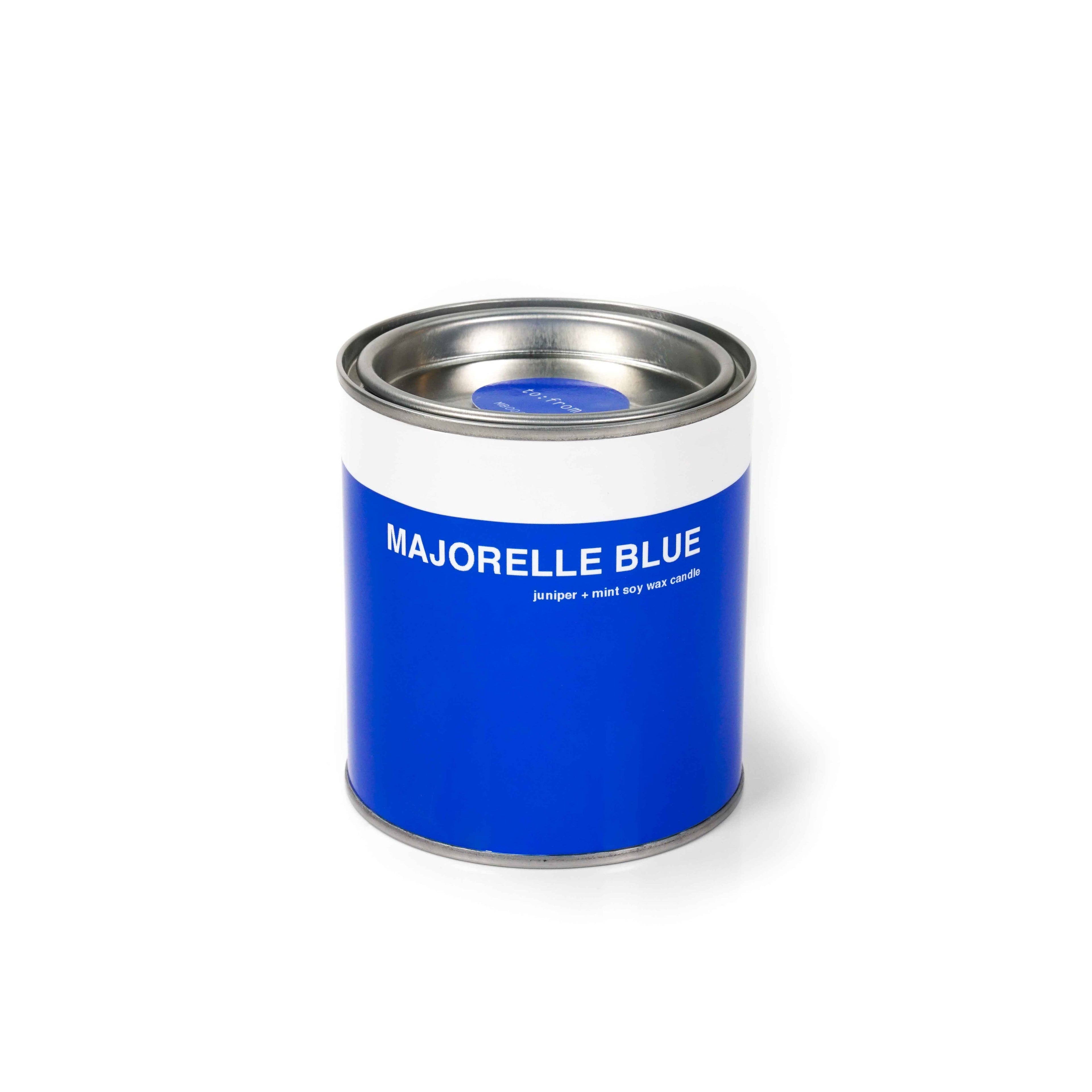 MAJORELLE BLUE CAN CANDLE (JUNIPER + MINT)