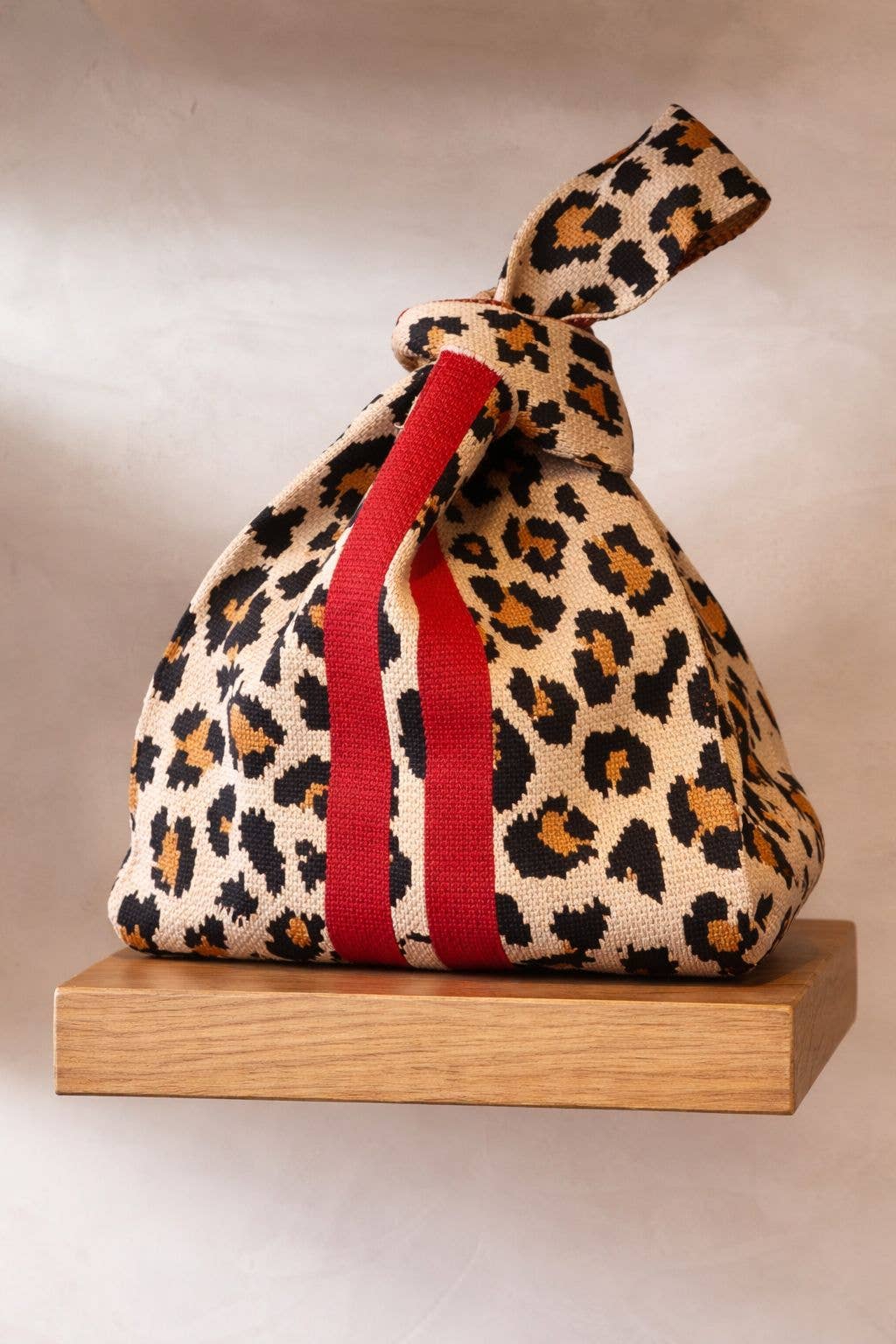 Scarlet Stripe Leopard Knitted Bag