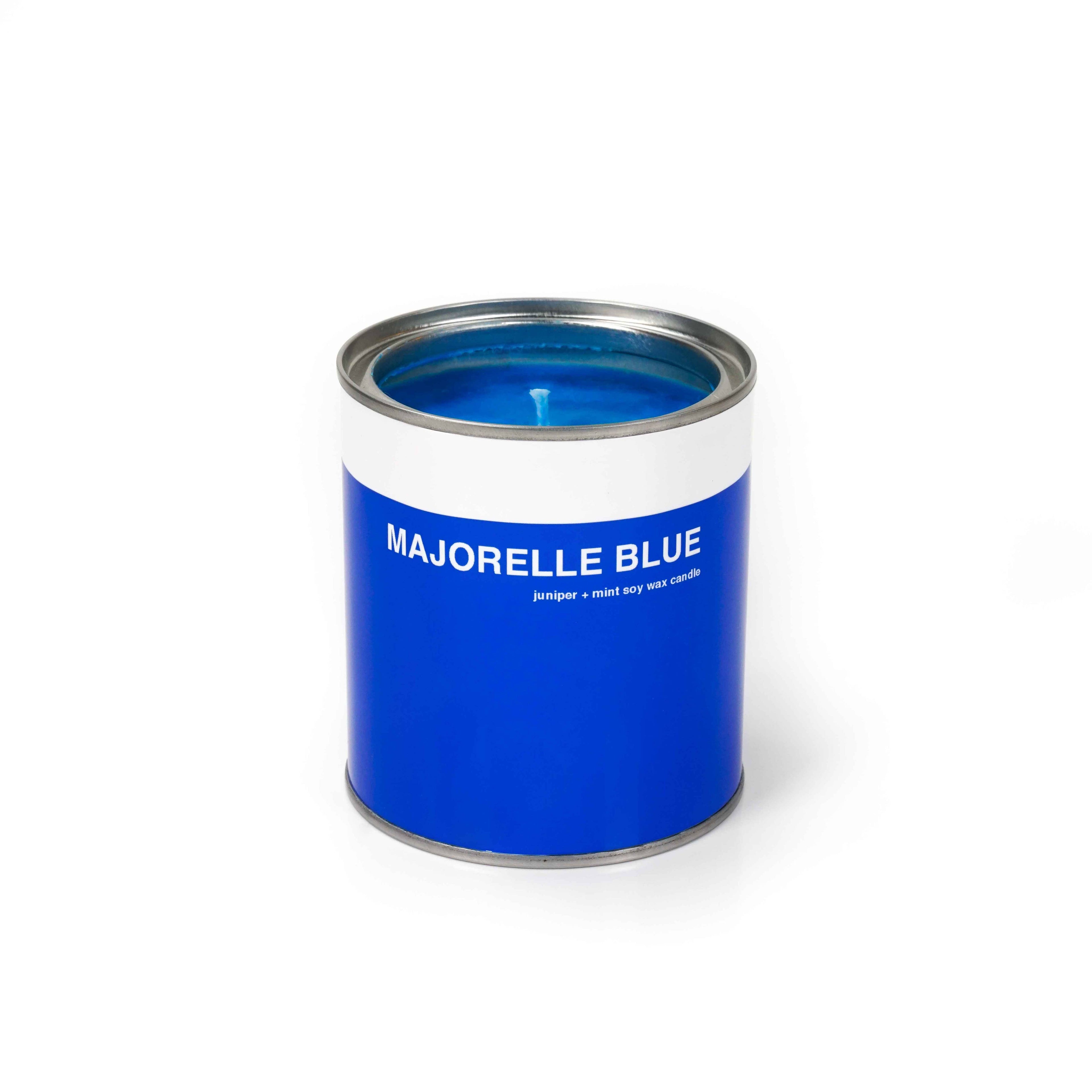 MAJORELLE BLUE CAN CANDLE (JUNIPER + MINT)