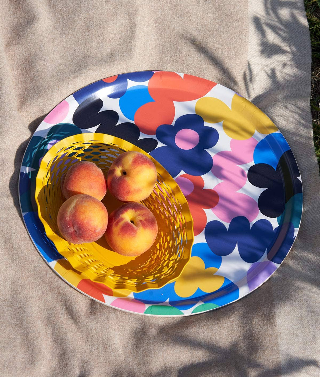 Floral Burst Large Round 15" Birch Serving Tray